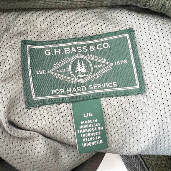 GH Bass & Co Sweater Men Large Green Pullover Henley Nylon Yoke Outdoor Coldgear - Picture 3 of 12